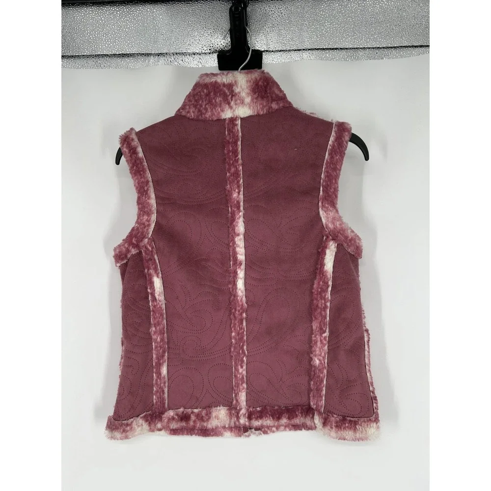 Ariat Faux Suede Vest Women's Small Coral Fleece Lined Paisley‎ Eyelet Full Zip